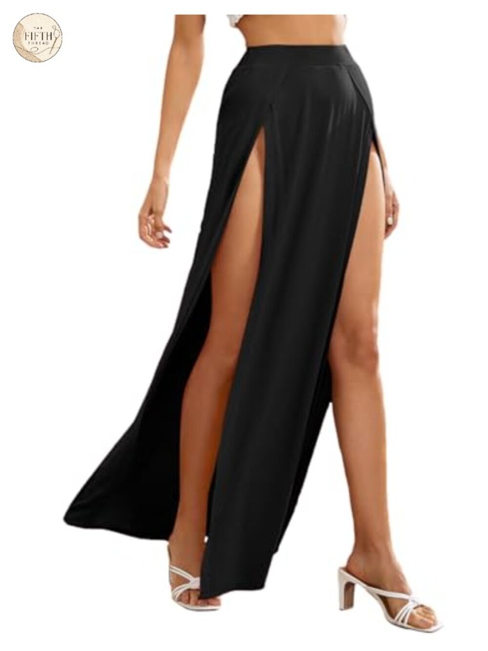 Women's High Waist Split Maxi Skirt Flowy Long Casual